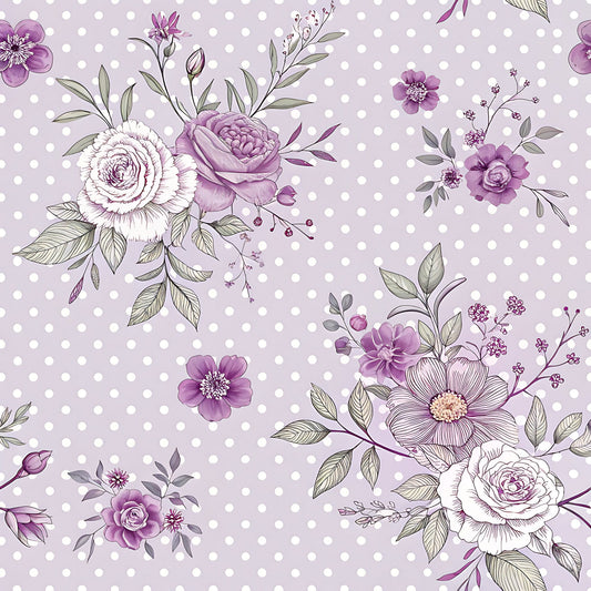 Lavender Cottage Floral Pattern 1 Quilting Cotton Fabric
