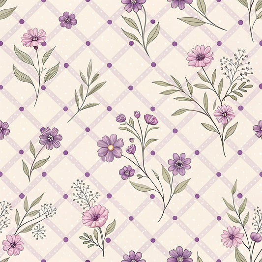 Lavender Cottage Floral Pattern 23 Quilting Cotton Fabric