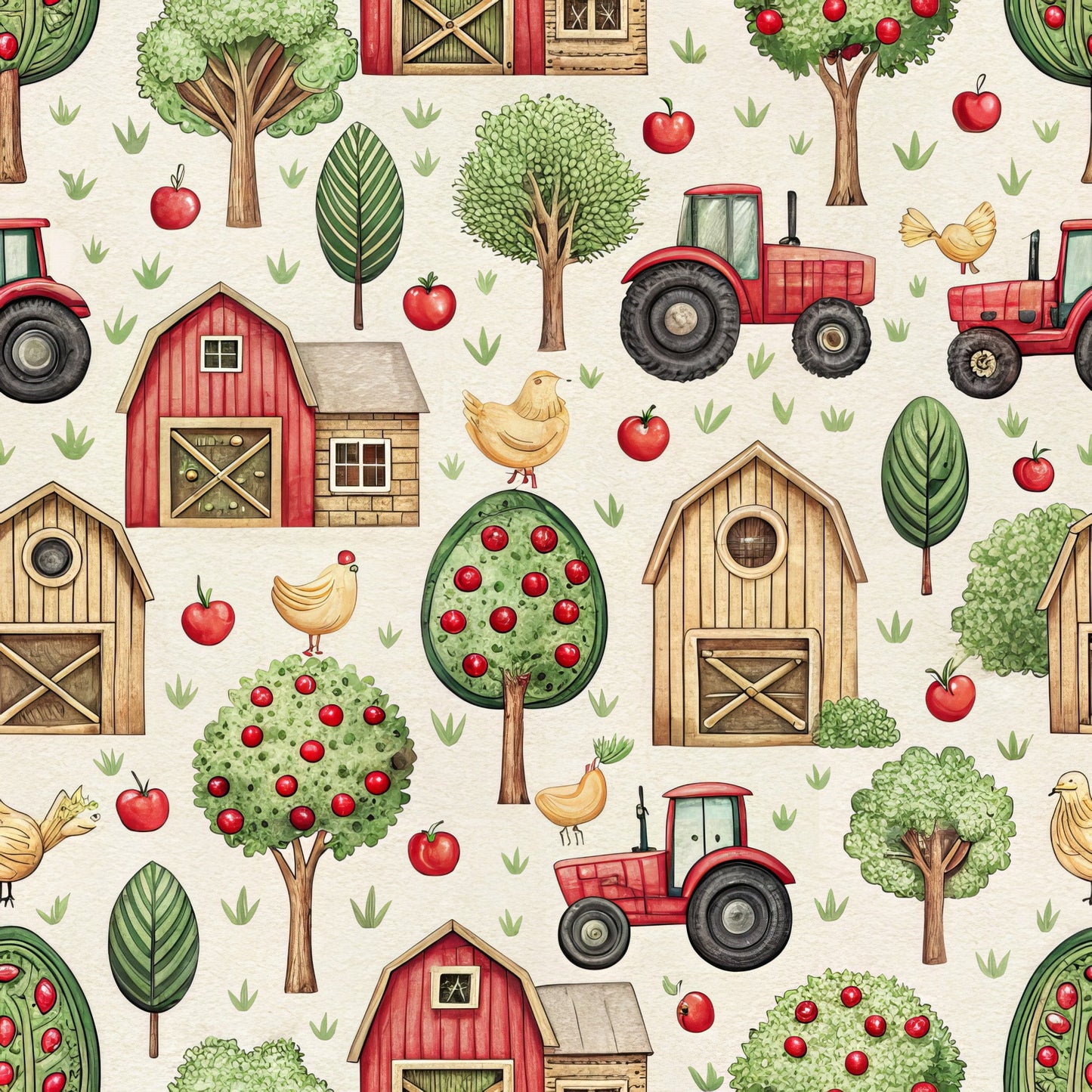 Lovely Farm Pattern 7 Quilting Cotton Fabric