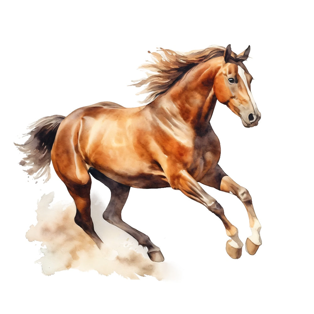Majestic Horse Fabric Panel 10 featuring a dynamic running horse printed on premium 100% quilting cotton fabric.