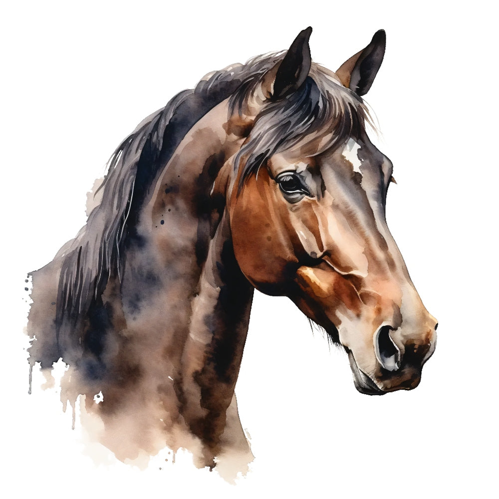 Majestic Horse Fabric Panel 18 features a detailed, lifelike horse portrait printed on premium quilting cotton in the USA.