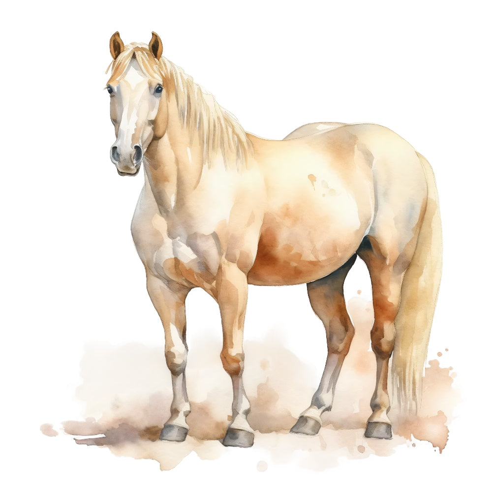 Majestic Horse Fabric Panel 27 showcasing a detailed watercolor style horse printed on premium quilting cotton.