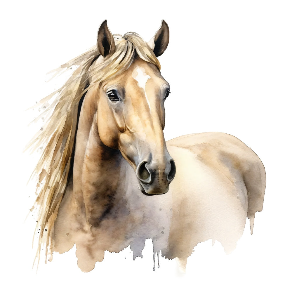 Majestic Horse Fabric Panel 3 features a detailed watercolor horse portrait printed on premium quilting cotton fabric.