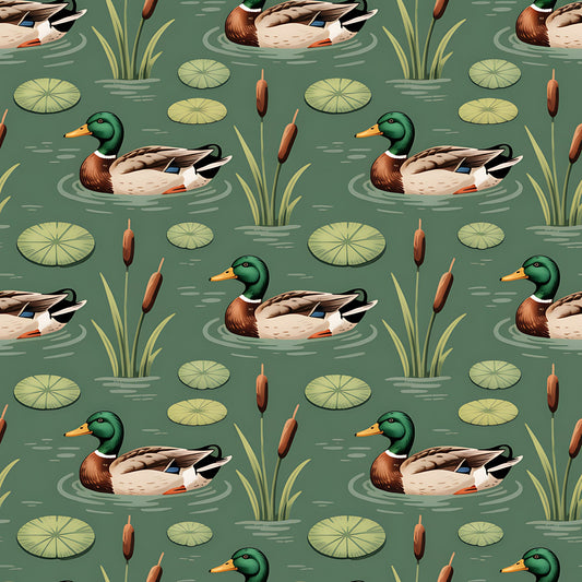 Mallard in the Pond Pattern 16 Quilting Cotton Fabric