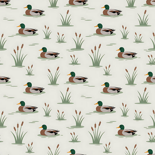 Mallard in the Pond Pattern 19 Quilting Cotton Fabric
