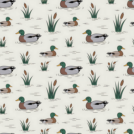 Mallard in the Pond Pattern 20 Quilting Cotton Fabric