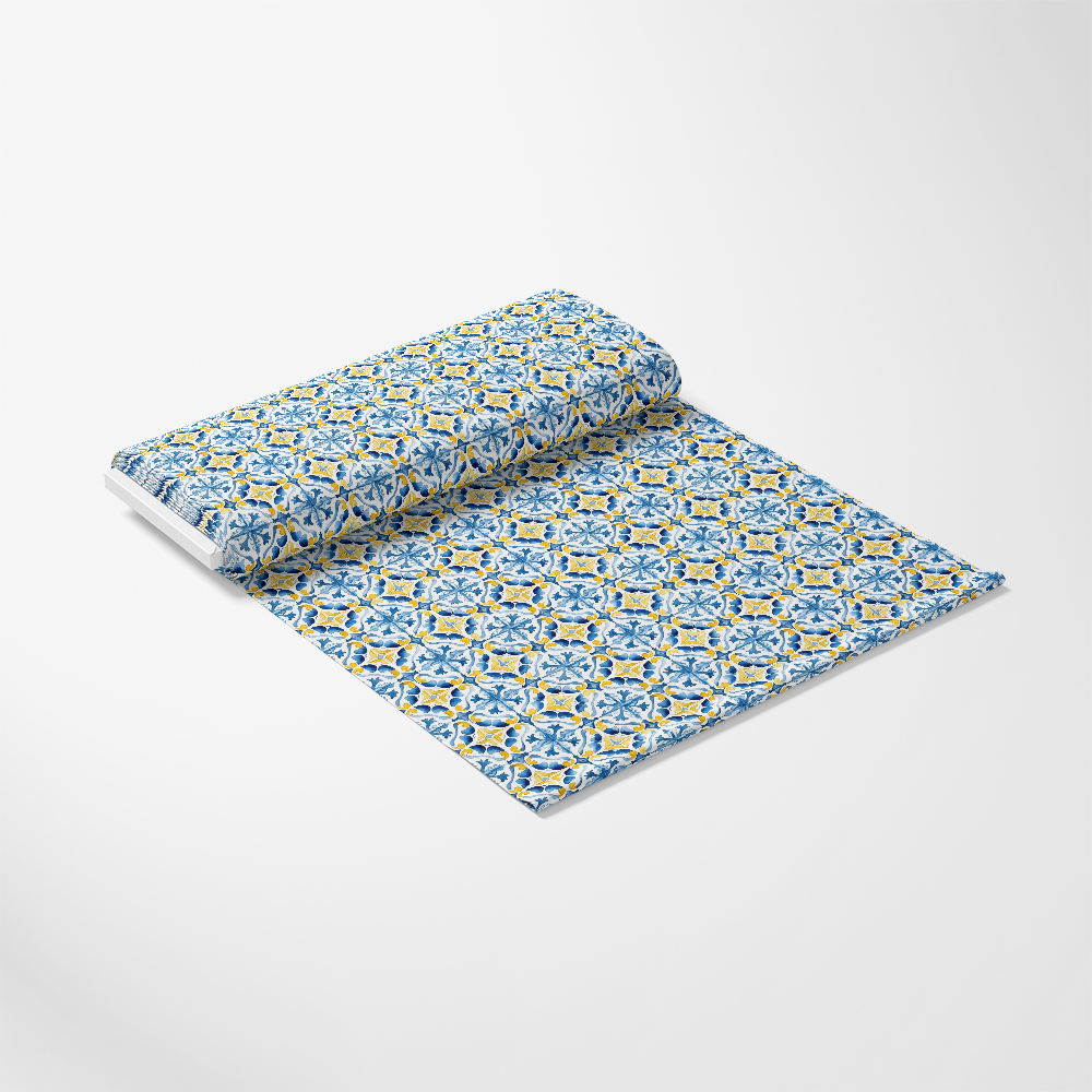 Mediterranean Lemon Azure Pattern 15 Quilting Cotton Fabric