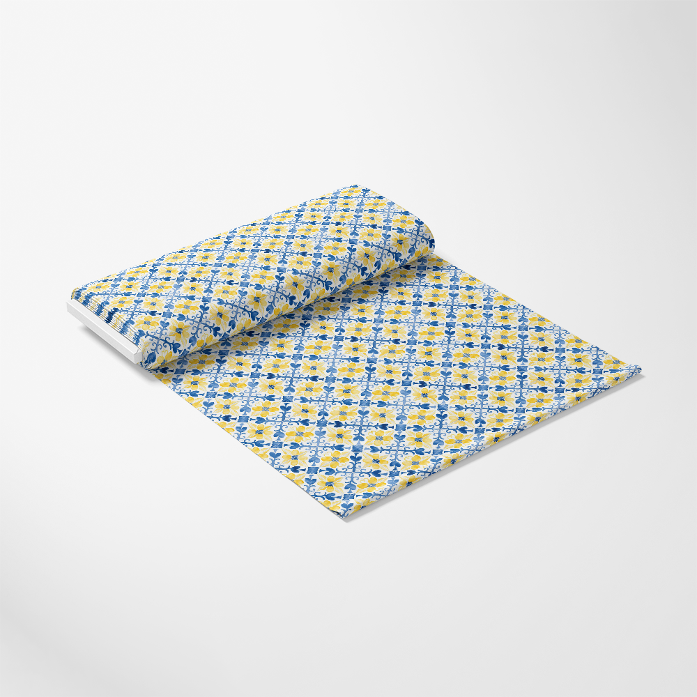 Mediterranean Lemon Azure Pattern 1 Quilting Cotton Fabric