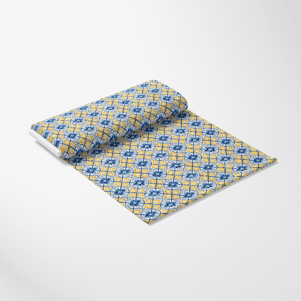 Mediterranean Lemon Azure Pattern 21 Quilting Cotton Fabric