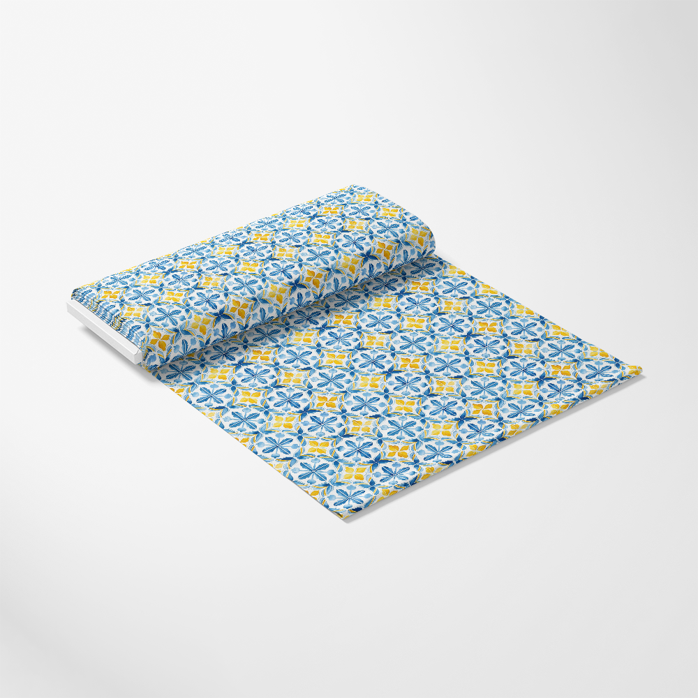 Mediterranean Lemon Azure Pattern 24 Quilting Cotton Fabric