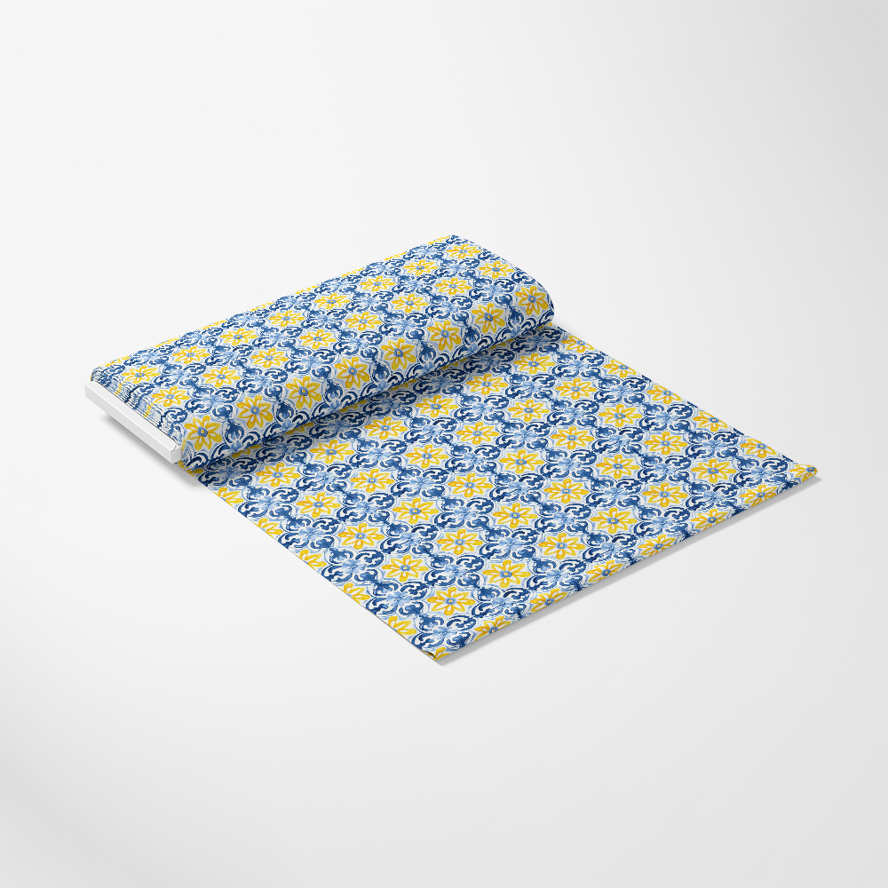 Mediterranean Lemon Azure Pattern 37 Quilting Cotton Fabric