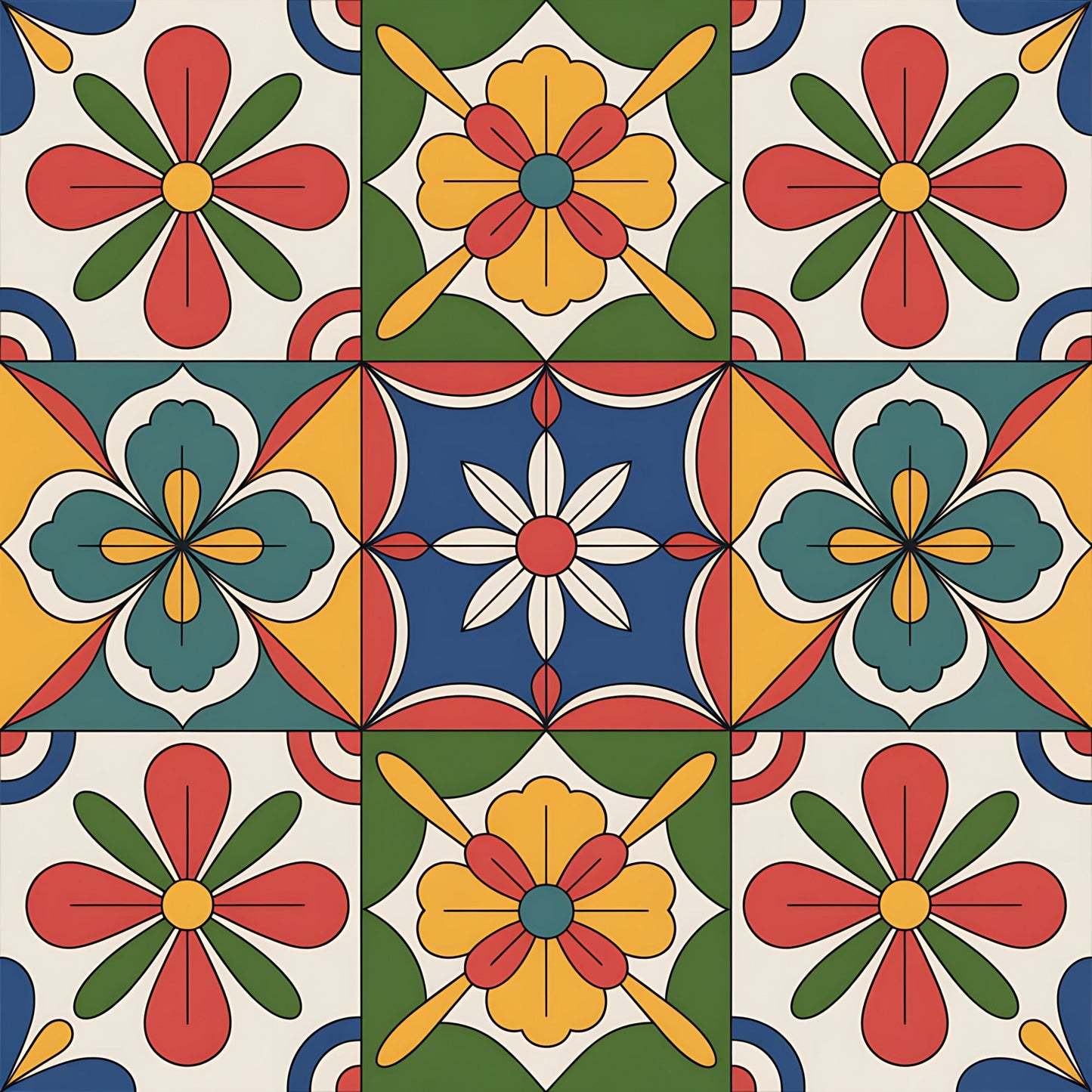 Mexican Talavera Pattern 14 Quilting Cotton Fabric