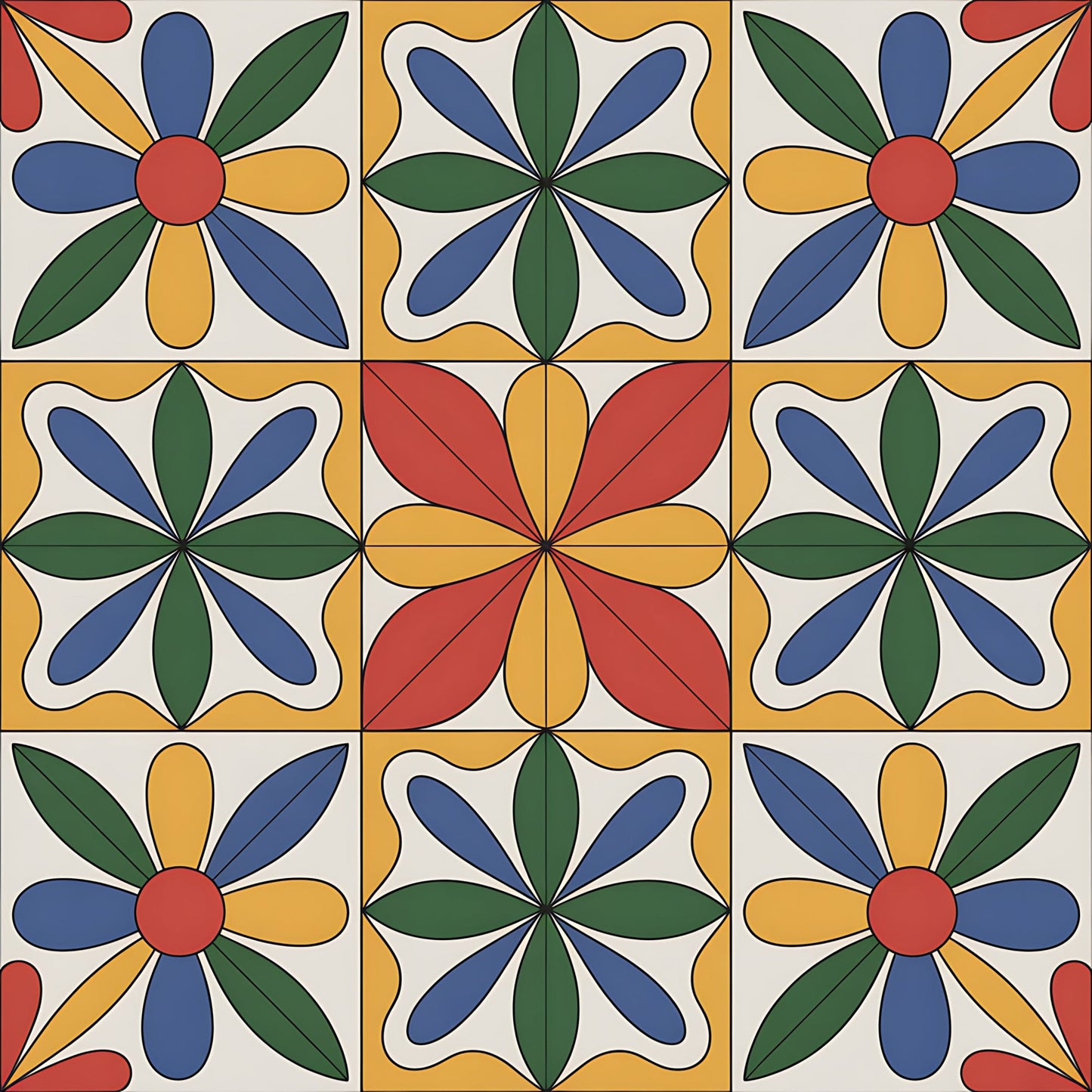Mexican Talavera Pattern 15 Quilting Cotton Fabric