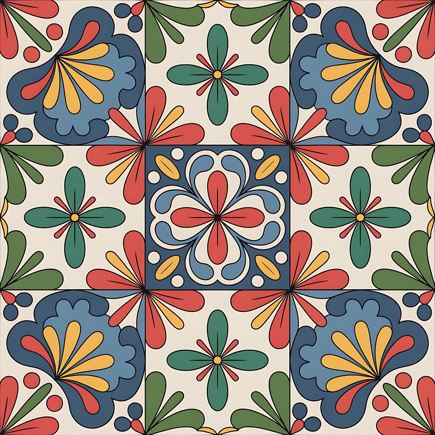 Mexican Talavera Pattern 20 Quilting Cotton Fabric