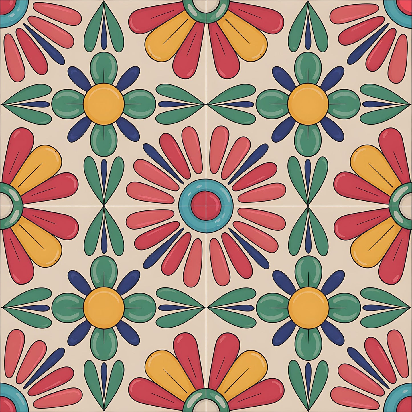 Mexican Talavera Pattern 23 Quilting Cotton Fabric