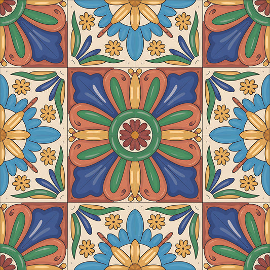 Mexican Talavera Pattern 28 Quilting Cotton Fabric