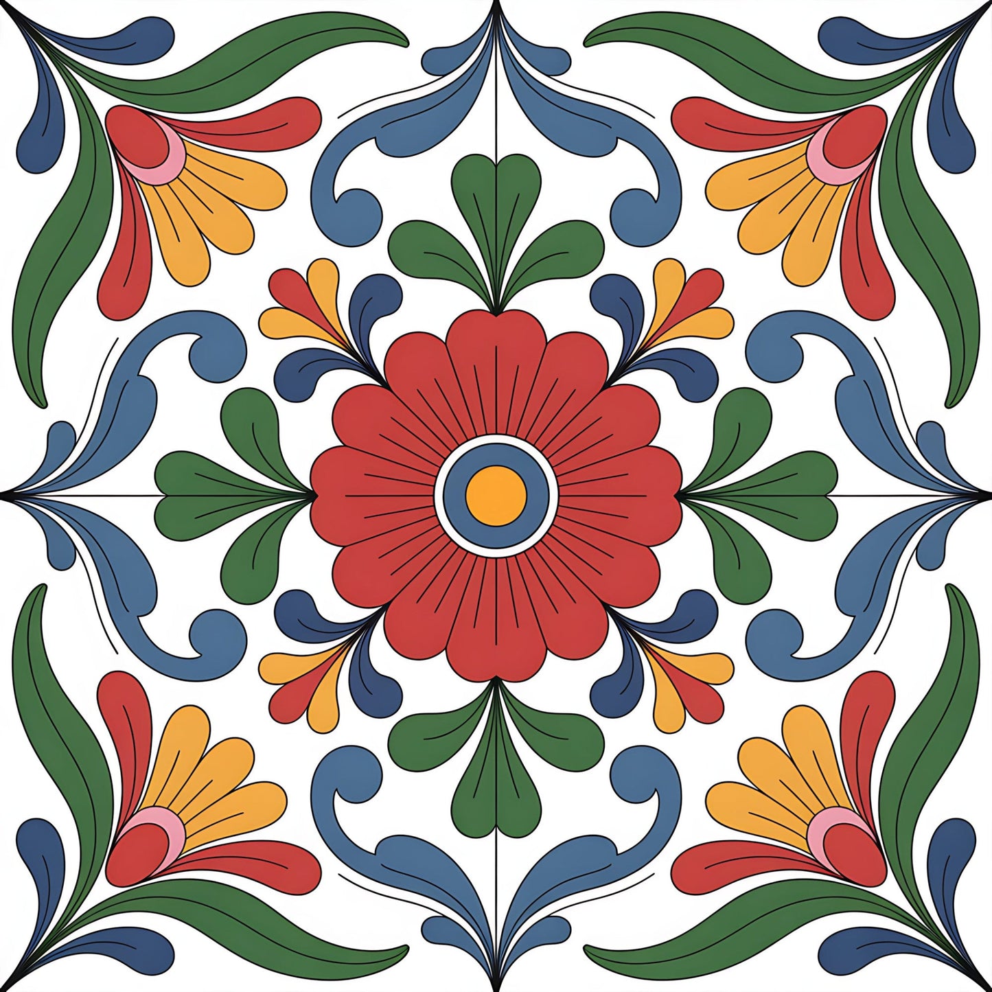 Mexican Talavera Pattern 4 Quilting Cotton Fabric