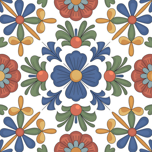 Mexican Talavera Pattern 9 Quilting Cotton Fabric