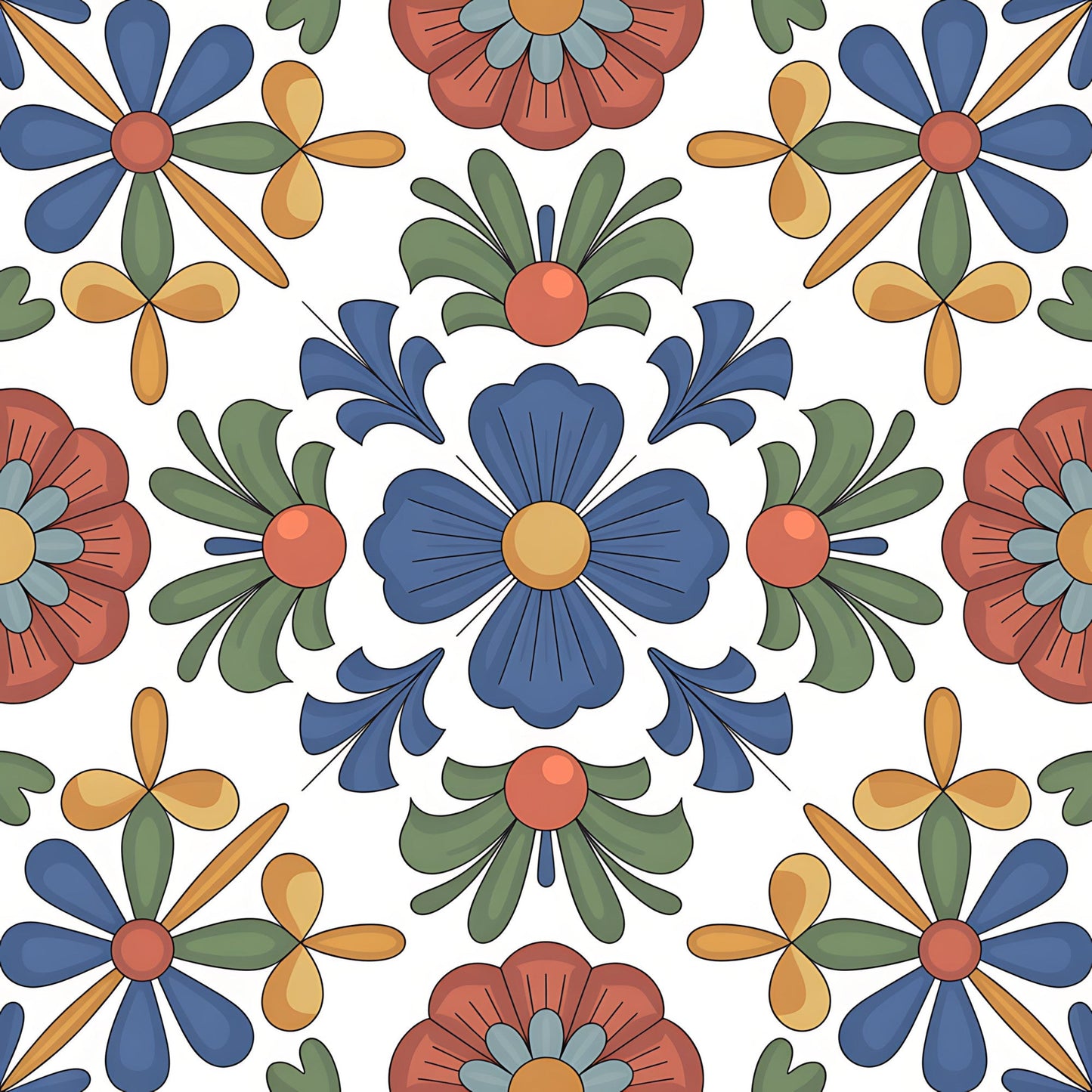 Mexican Talavera Pattern 9 Quilting Cotton Fabric