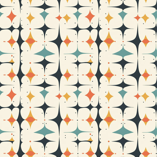 Modern Retro Geometric Pattern 11 Quilting Cotton Fabric
