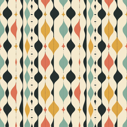 Modern Retro Geometric Pattern 12 Quilting Cotton Fabric