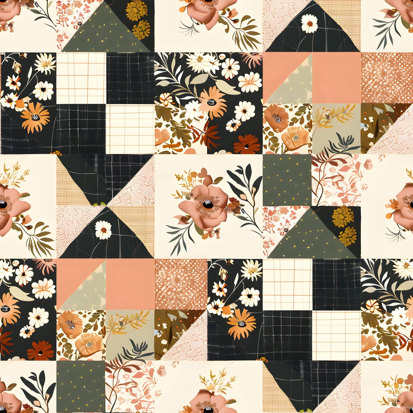 Pastel Farmhouse Patchwork Pattern 10 Quilting Cotton Fabric