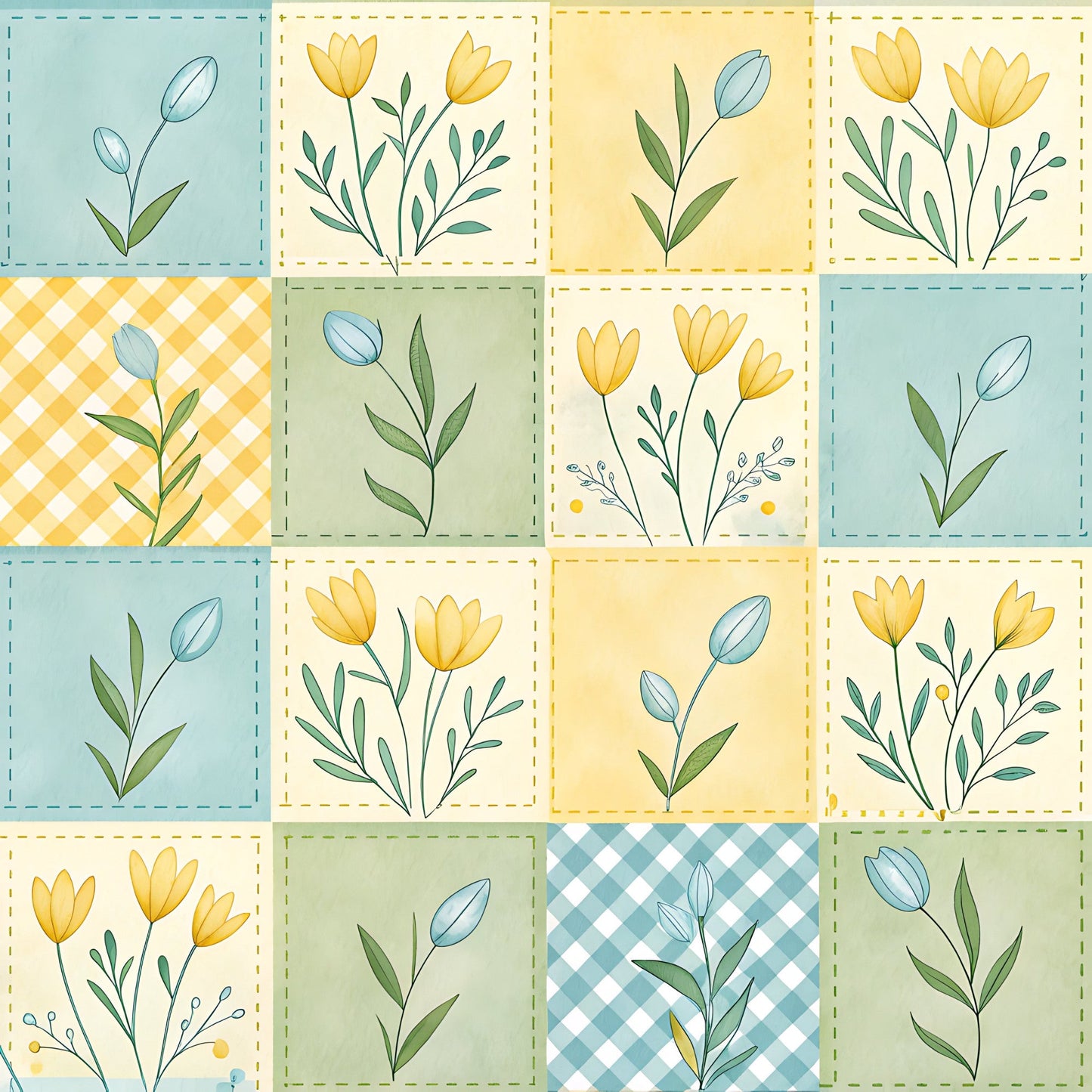 Pastel Spring Floral Patchwork Pattern 3 Quilting Cotton Fabric
