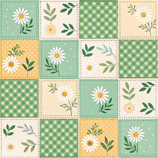 Pastel Spring Floral Patchwork Pattern 4 Quilting Cotton Fabric