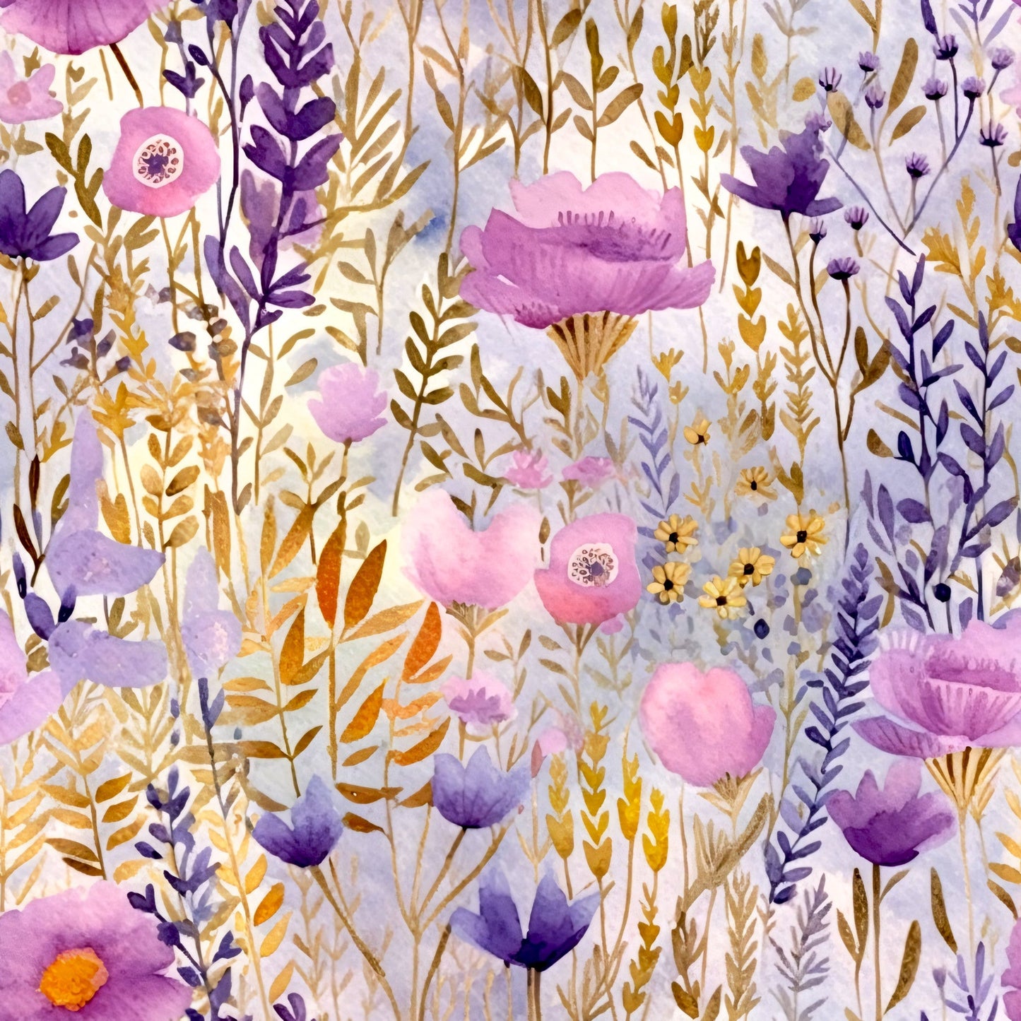 Periwinkle Purple Pink Floral Pattern 18 Quilting Cotton Fabric