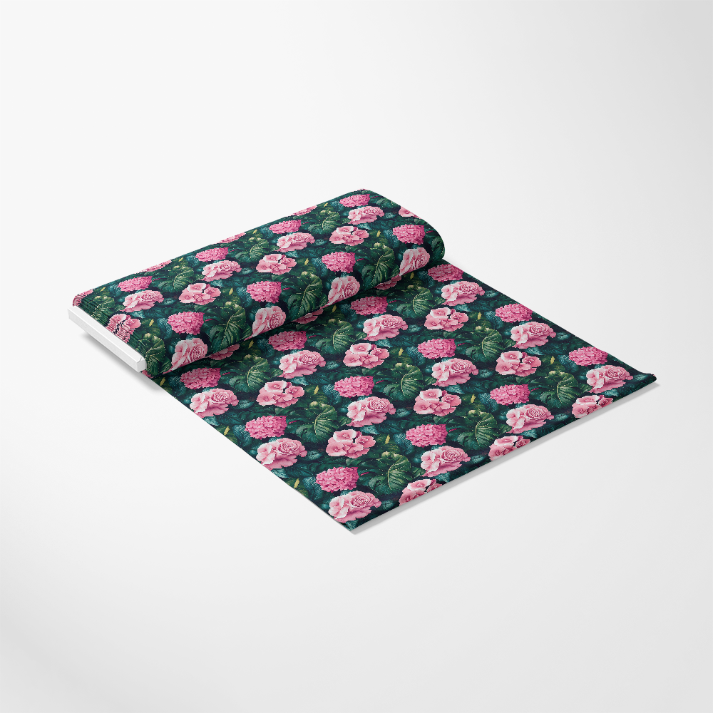 Pink Flowers and Tropical Leaves Pattern 3 Quilting Cotton Fabric