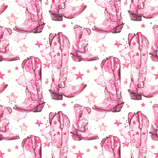 Pink Cowboy Boots Pattern 2 Quilting Cotton Fabric