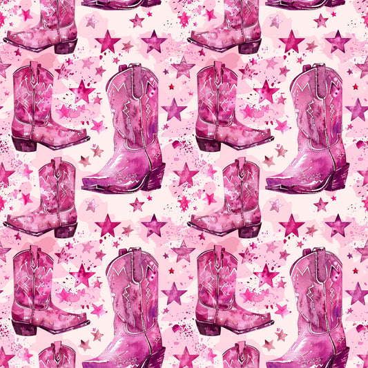 Pink Cowboy Boots Pattern 3 Quilting Cotton Fabric