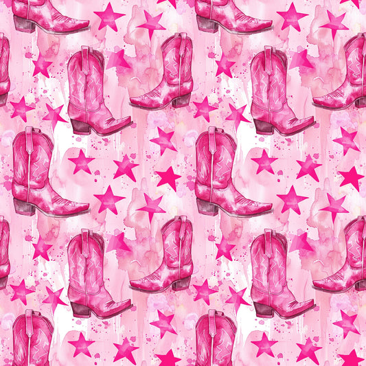 Pink Cowboy Boots Pattern 4 Quilting Cotton Fabric