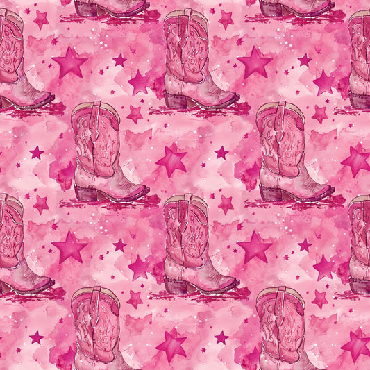 Pink Cowboy Boots Pattern 6 Quilting Cotton Fabric