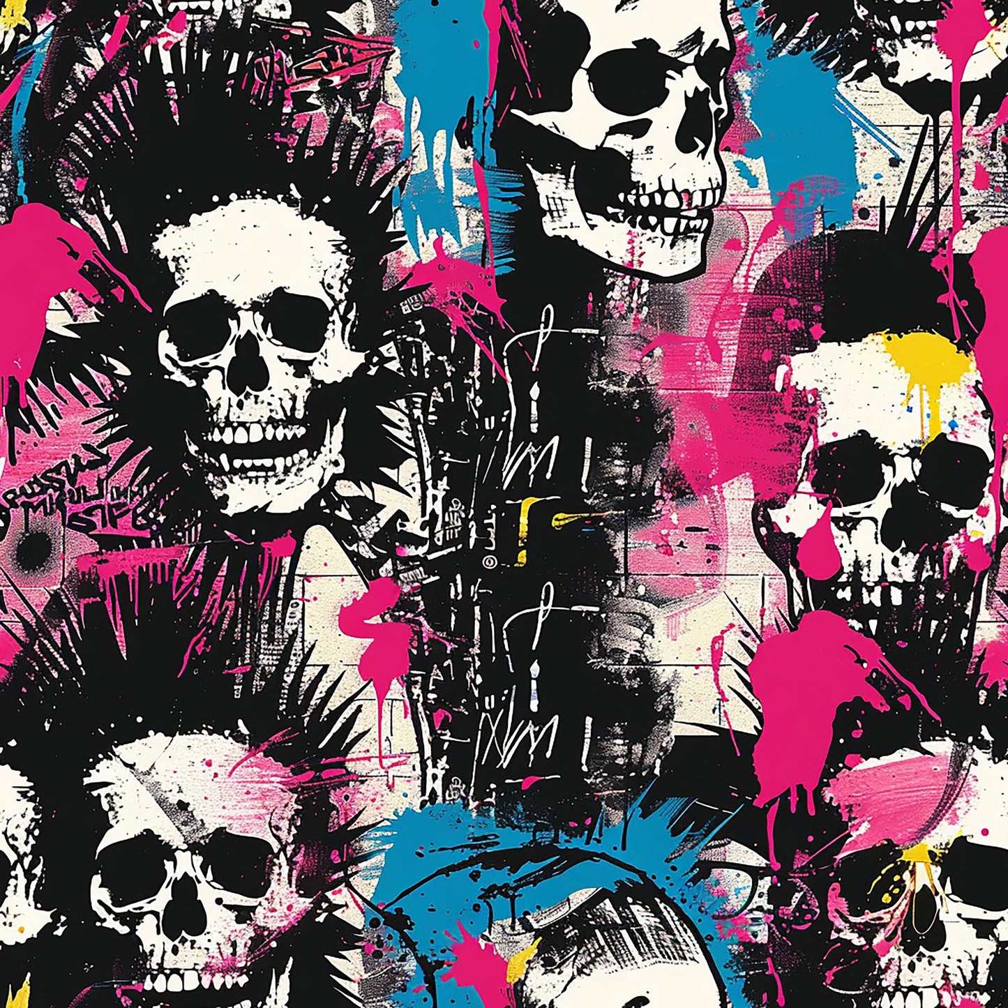 Punk Rock Skull Pattern 3 Quilting Cotton Fabric