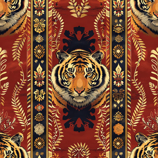 Red Tiger Pattern 2 Quilting Cotton Fabric