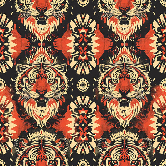 Red Tiger Pattern 7 Quilting Cotton Fabric