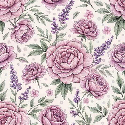 Romantic Mauve Floral Pattern 13 Quilting Cotton Fabric