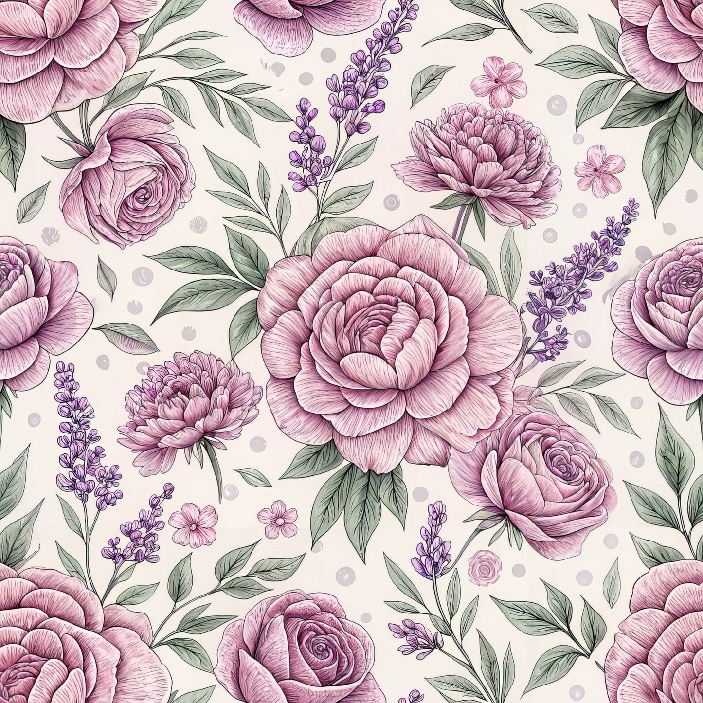 Romantic Mauve Floral Pattern 13 Quilting Cotton Fabric