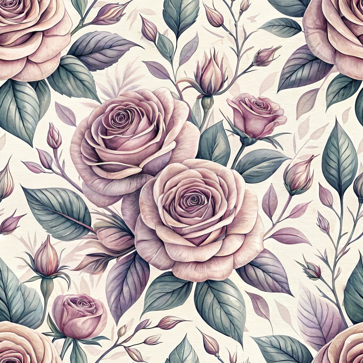 Romantic Mauve Floral Pattern 14 Quilting Cotton Fabric