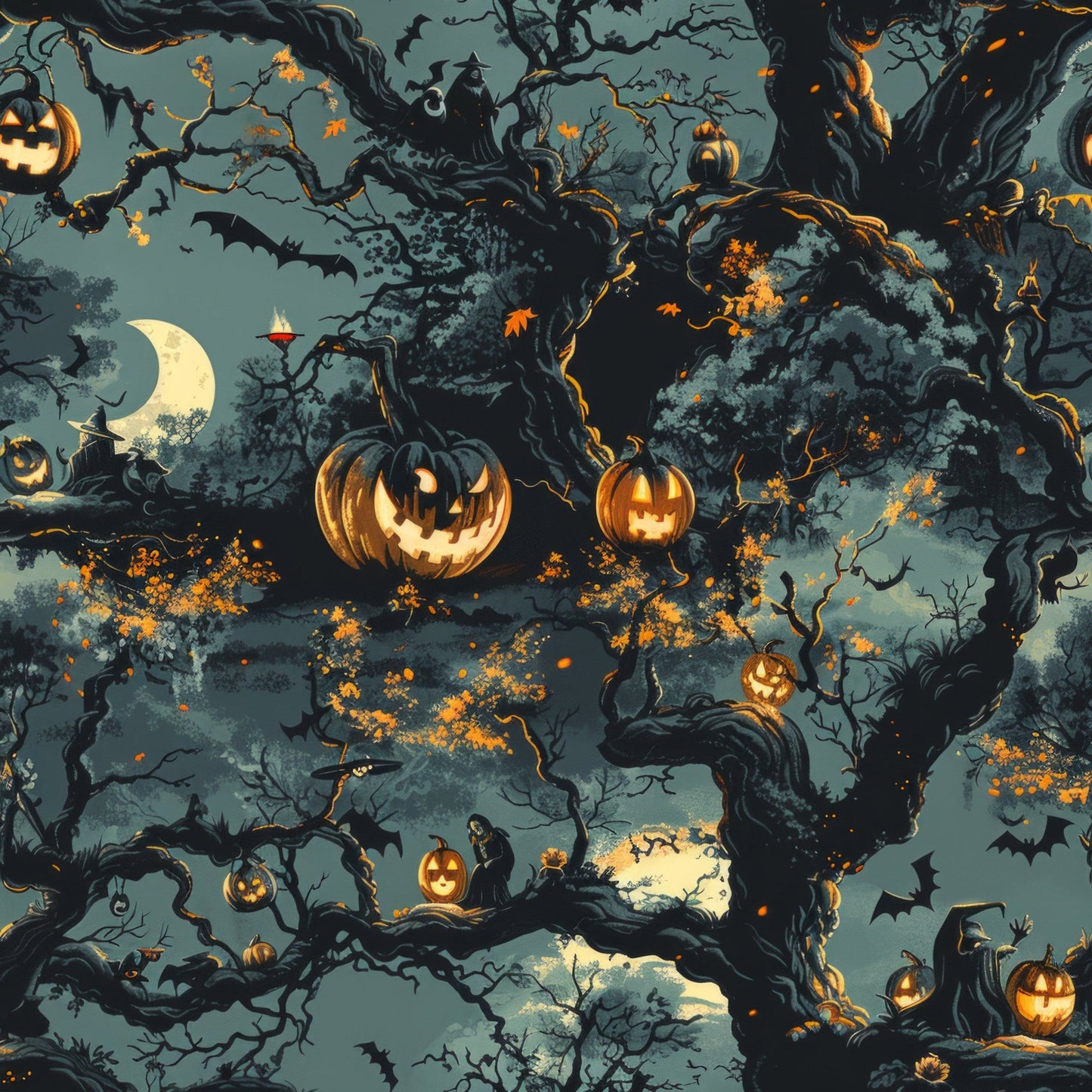 Scary Forest Pattern 1 Quilting Cotton Fabric
