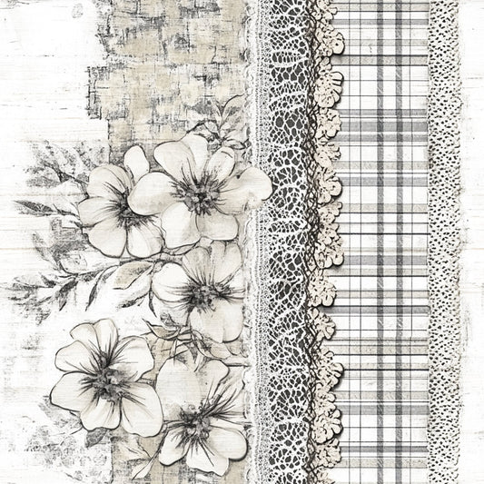 Shabby Chic Floral Gingham Pattern 10 Quilting Cotton Fabric