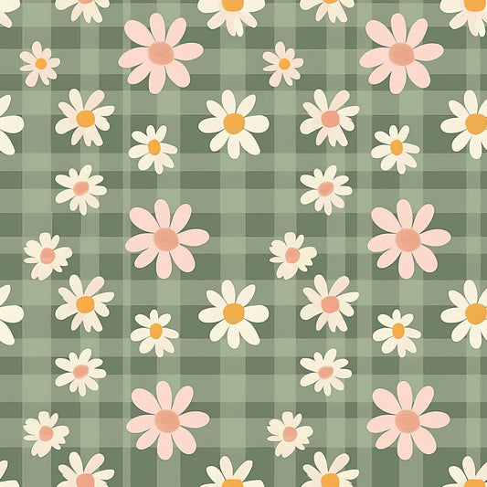 Spring Floral Plaid Pattern 7 Quilting Cotton Fabric