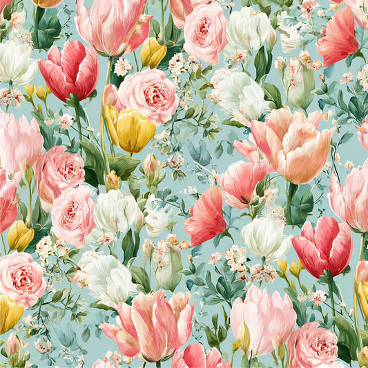Spring Flower Decor Pattern 18 Quilting Cotton Fabric