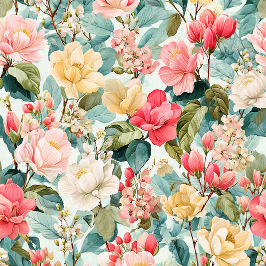 Spring Flower Decor Pattern 22 Quilting Cotton Fabric