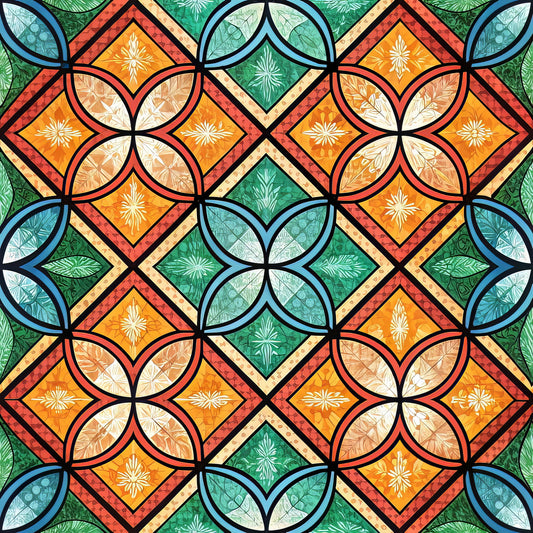 Stained Mosaic Glass Pattern 11 Quilting Cotton Fabric