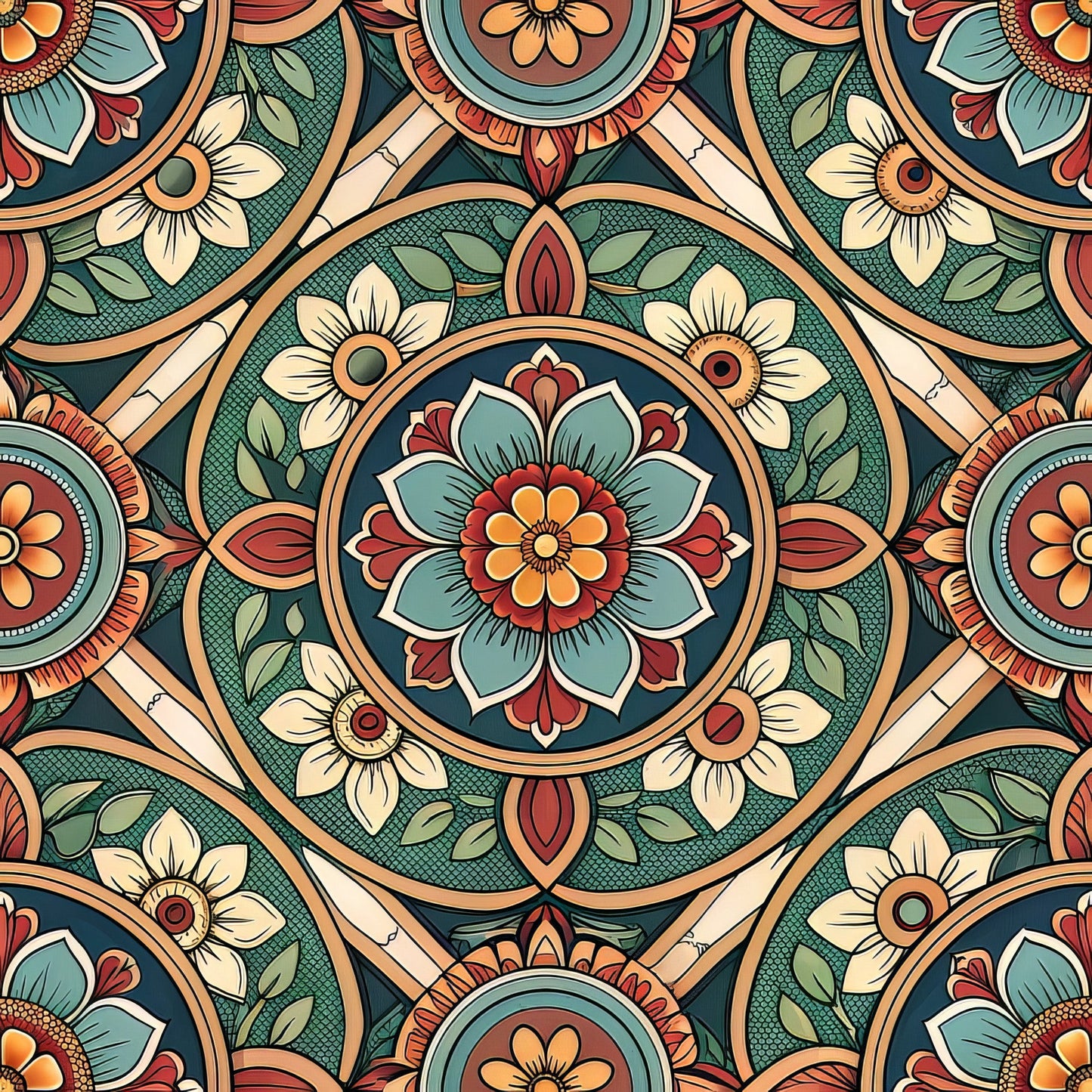 Stained Mosaic Glass Pattern 2 Quilting Cotton Fabric