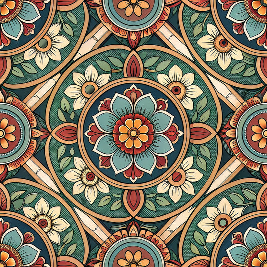 Stained Mosaic Glass Pattern 2 Quilting Cotton Fabric