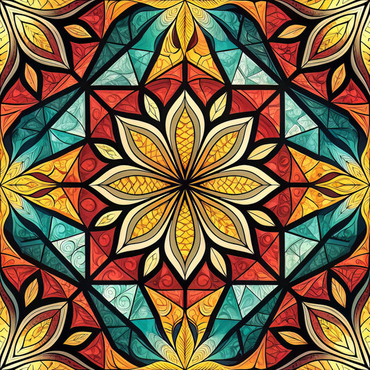 Stained Mosaic Glass Pattern 7 Quilting Cotton Fabric