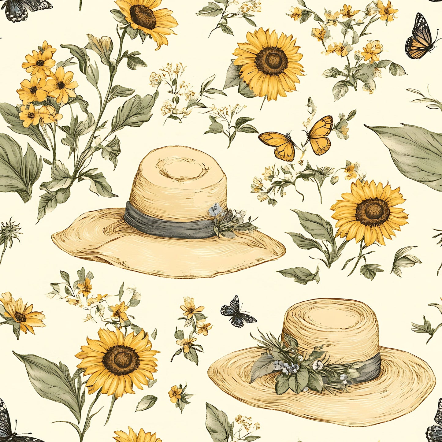 Sunhat Garden Pattern 19 Quilting Cotton Fabric